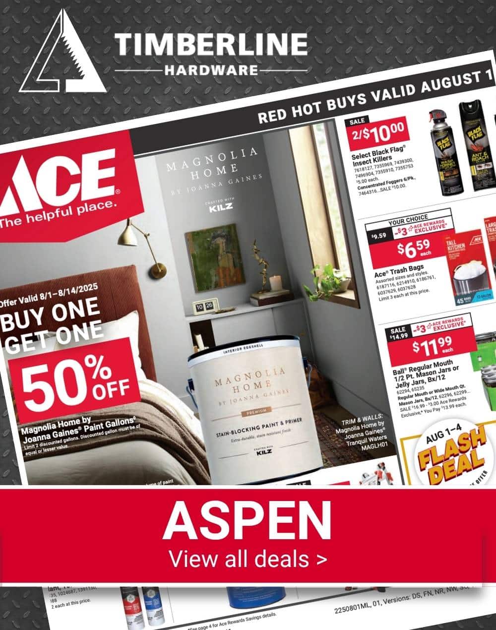 August Red Hot Buys are here at Timberline Ace Aspen—find top brands, helpful advice, and summer project savings.