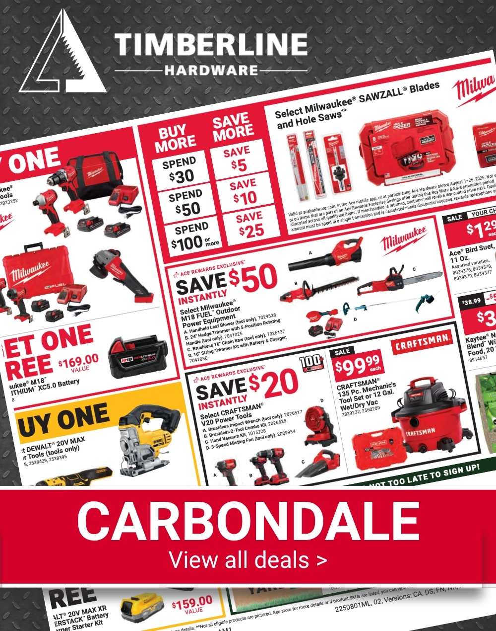 Shop August Red Hot Buys at Timberline Ace Carbondale—quality hardware and seasonal deals from your local team.