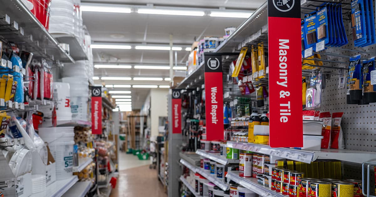 Masonry and paint isle at Timberline Ace Hardware