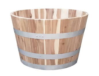 Wood Half Wine Barrel Planter Natural