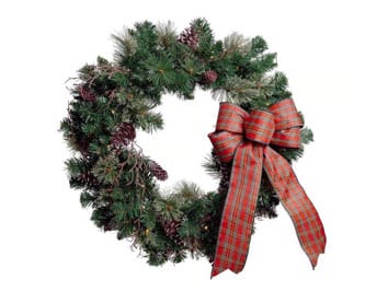 Multicolored Twig Pine Bow Wreath