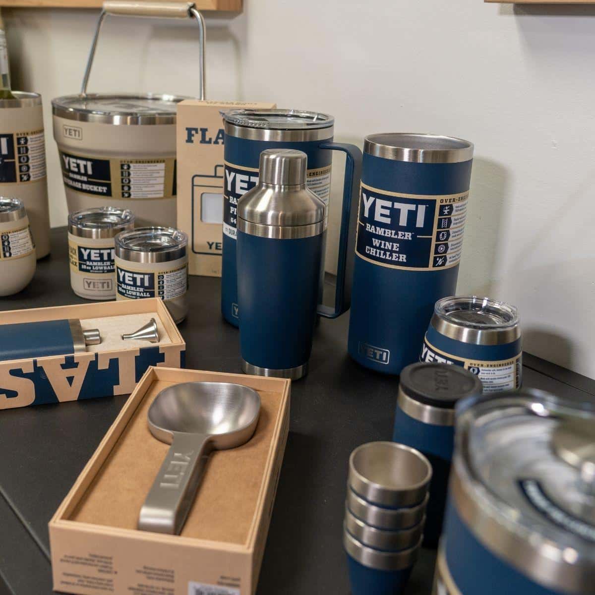 YETI drinkware, coolers, and accessories display at Timberline Ace Hardware of Aspen